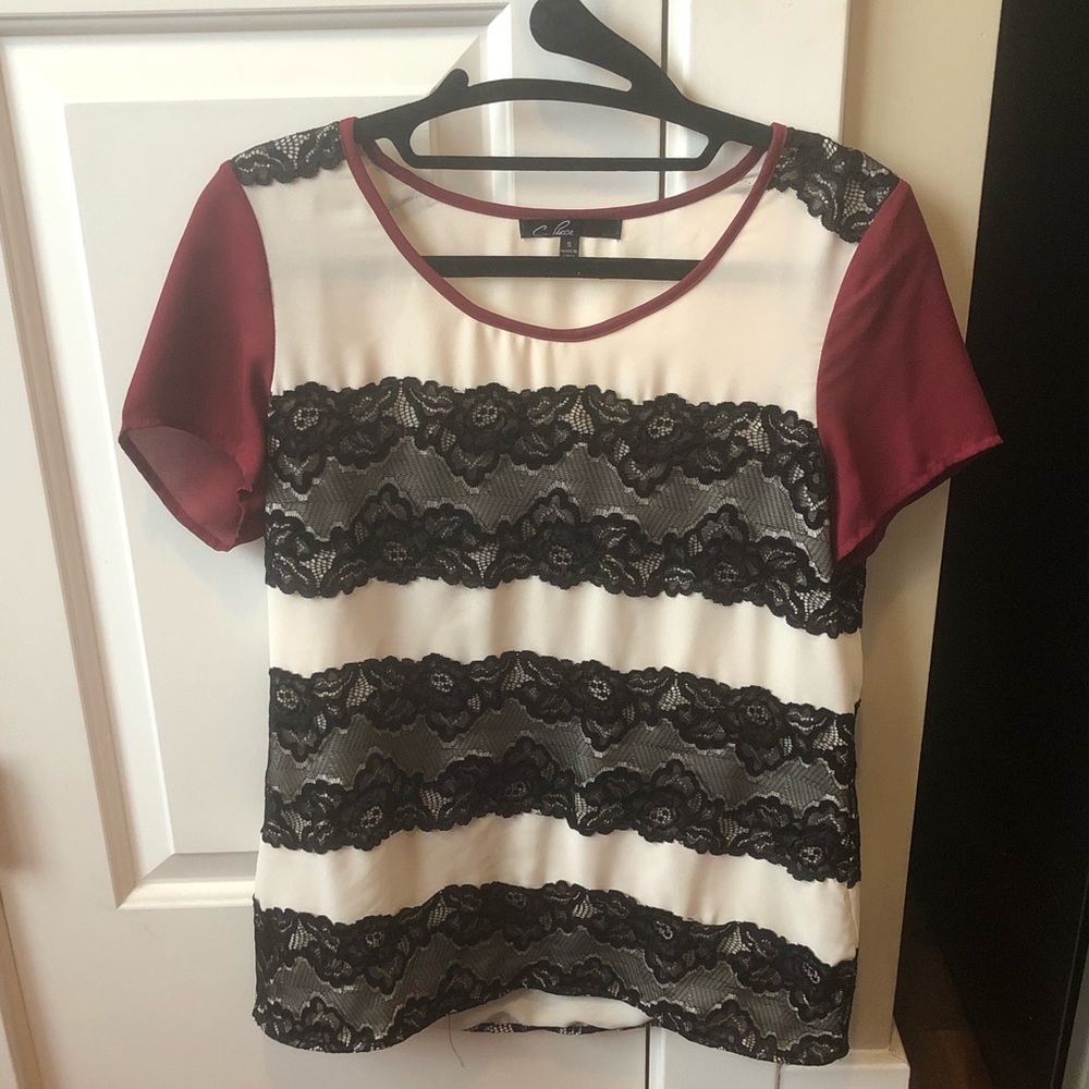 Lace striped blouse